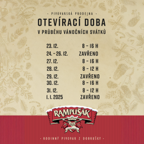 PIVOVARSKÁ PRODEJNA – OTEVÍRAČKA BĚHEM SVÁTKŮ