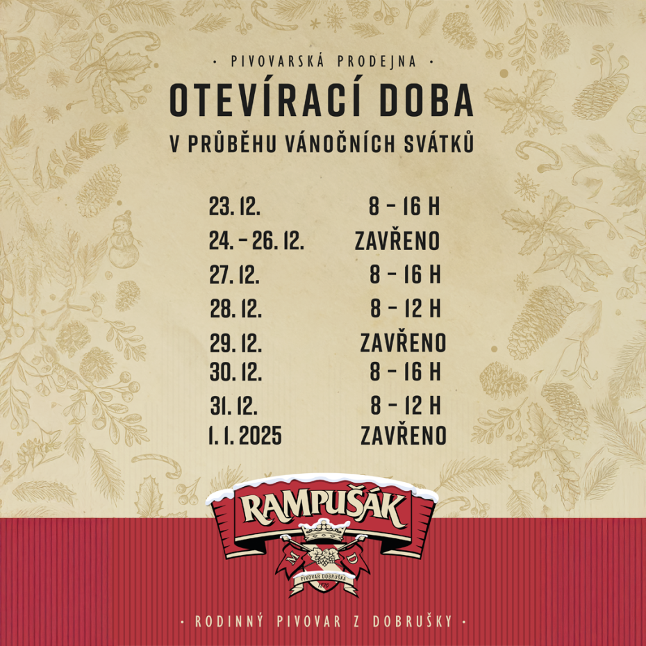 PIVOVARSKÁ PRODEJNA – OTEVÍRAČKA BĚHEM SVÁTKŮ